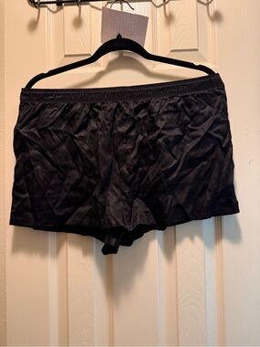 Victoria's Secret Black Satin Sleep Shorts with skeleton hands on booty